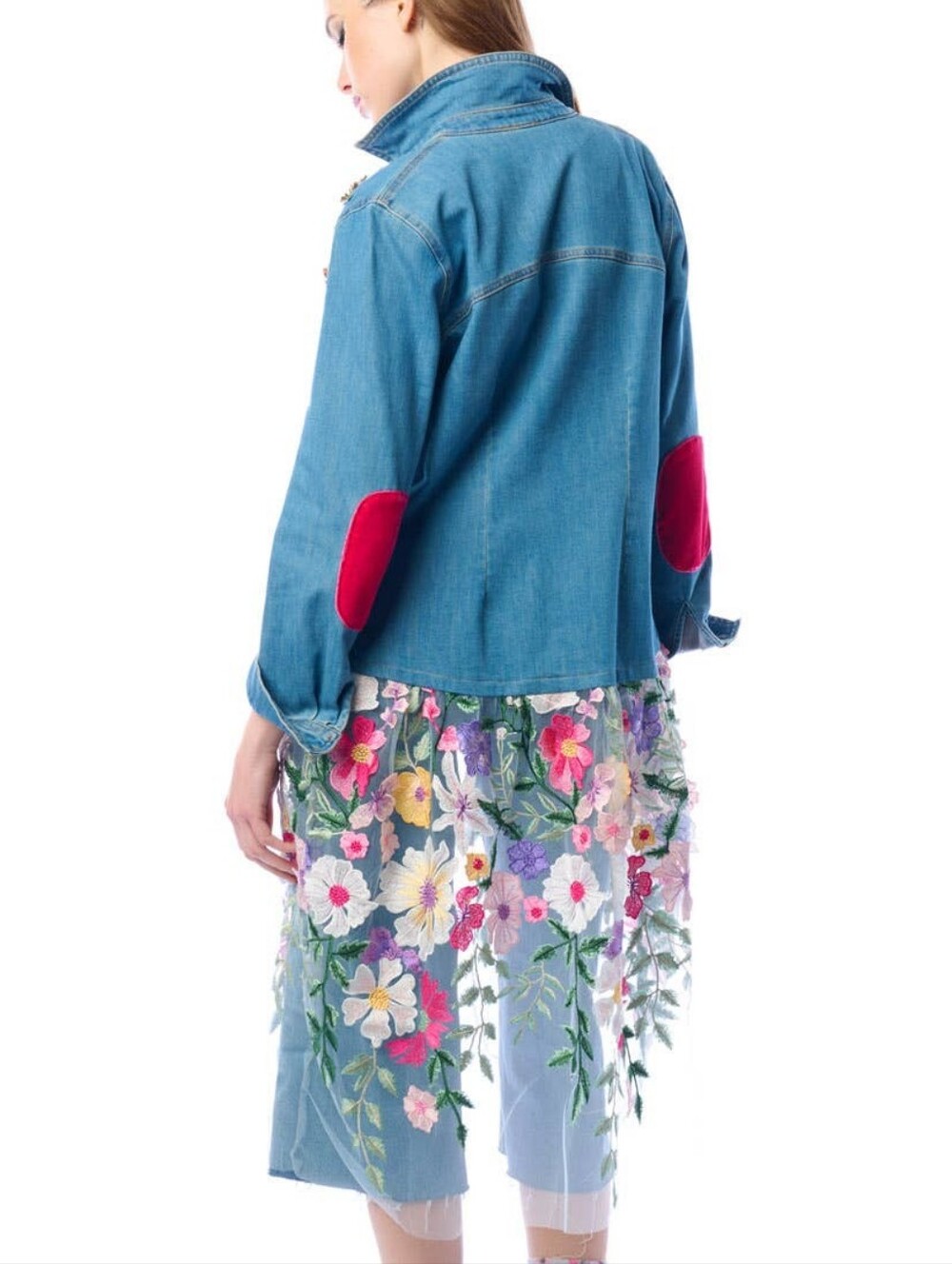 Aratta Celine Maxi Shirt Dress - Denim And Embroidery Florals - Picture 3 of 9